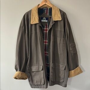 Vintage Woodlake Barn Coat Chore‎ Jacket Size XL Brown Cotton Tan Corduroy
